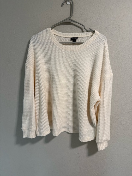 torrid Sweaters - Torrid Cream Waffle Knit Pullover Sweater Size 0 (L)